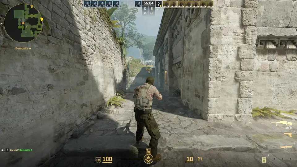 Anti-aim behavior viewed on a local CS2AC test server